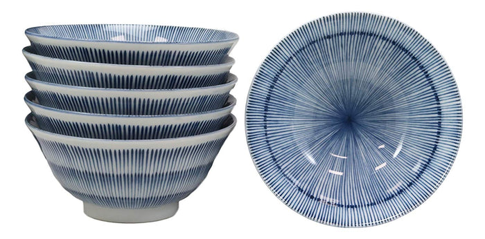 Made In Japan Seamless Stripes Soup Rice Pasta Salad Cereal Bowls 6"D 16oz Set 6