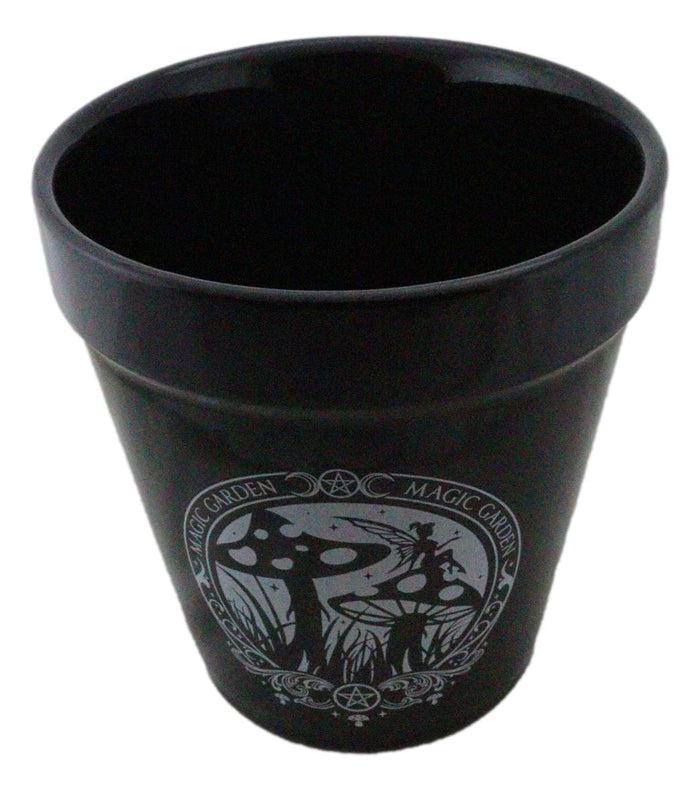 Magic Garden Fairy Mushrooms Triple Moon Wicca Witch Flower Herbs Planter Pot