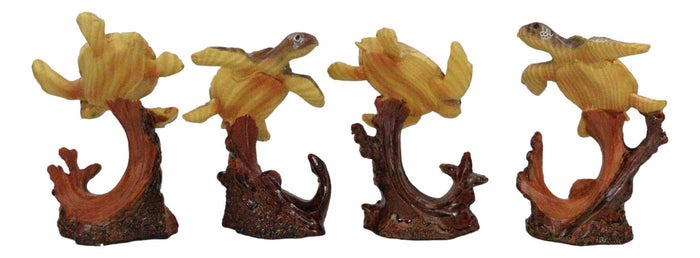 Marine Life Sea Turtles Swimming Under The Sea Reefs Collectible Figurines Set