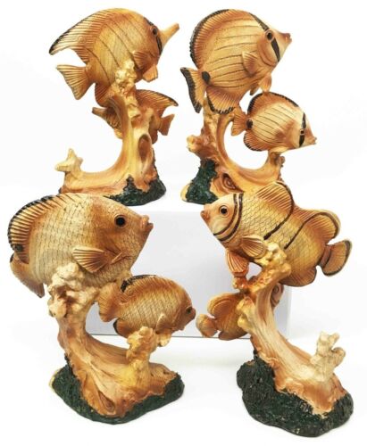 Marine Ocean Fishes Clown Fish Angelfish Blue Tang Butterfly Fish Figurine Set