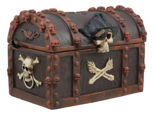 Masters Of The Seas Pirate Skull Treasure Chest Box 6"L Dead Man Tells No Tales