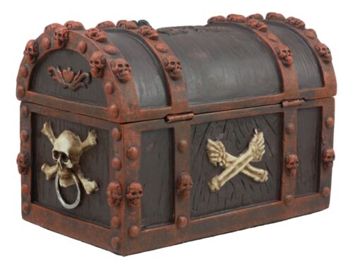 Masters Of The Seas Pirate Skull Treasure Chest Box 6"L Dead Man Tells No Tales