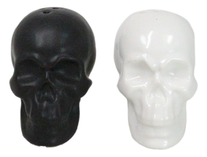 Matte Black And White Sugar Skulls Salt And Pepper Shakers Set Ceramic Matte Black And White Sugar Skulls Salt And Pepper Shakers Set Ceramic