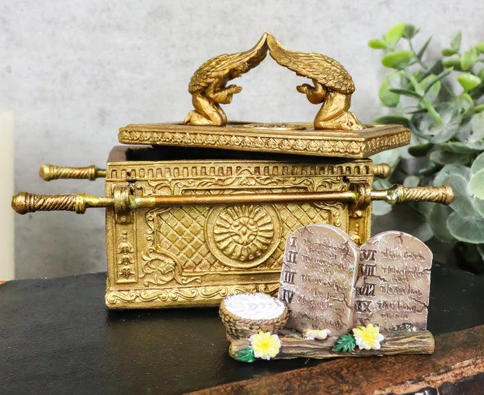 Matte Gold Ark Of The Covenant Model With Contents Figurine Decorative Box 1:10