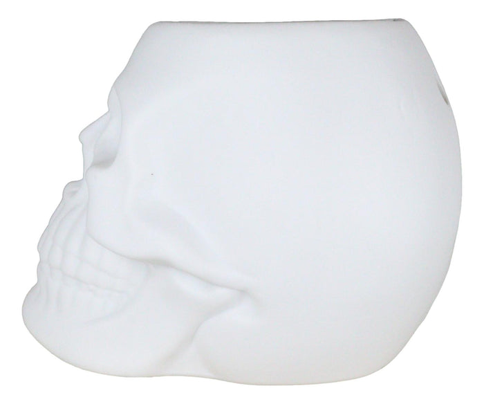 Matte White Gothic Skull Skeleton Ceramic Votive Candle Essential Oil Warmer