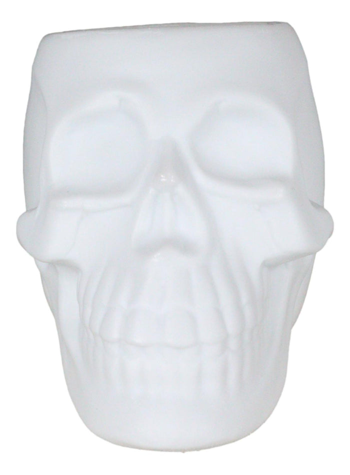 Matte White Gothic Skull Skeleton Ceramic Votive Candle Essential Oil Warmer