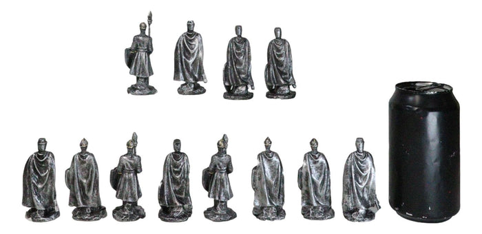 Medieval Castle Fortress Display Stand And 12 Mini Crusader Knights Figurine Set