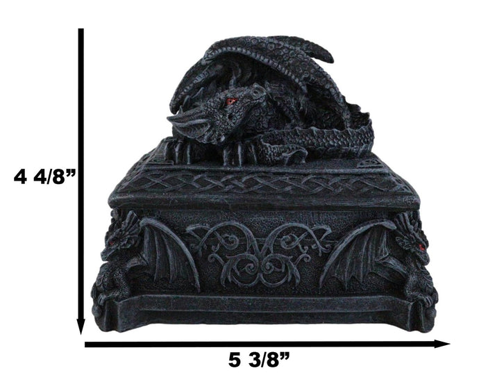 Medieval Dragon On Celtic Knotwork Hero's Cathedric Tomb Trinket Jewelry Box