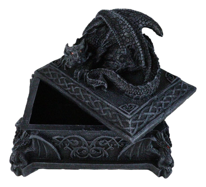 Medieval Dragon On Celtic Knotwork Hero's Cathedric Tomb Trinket Jewelry Box