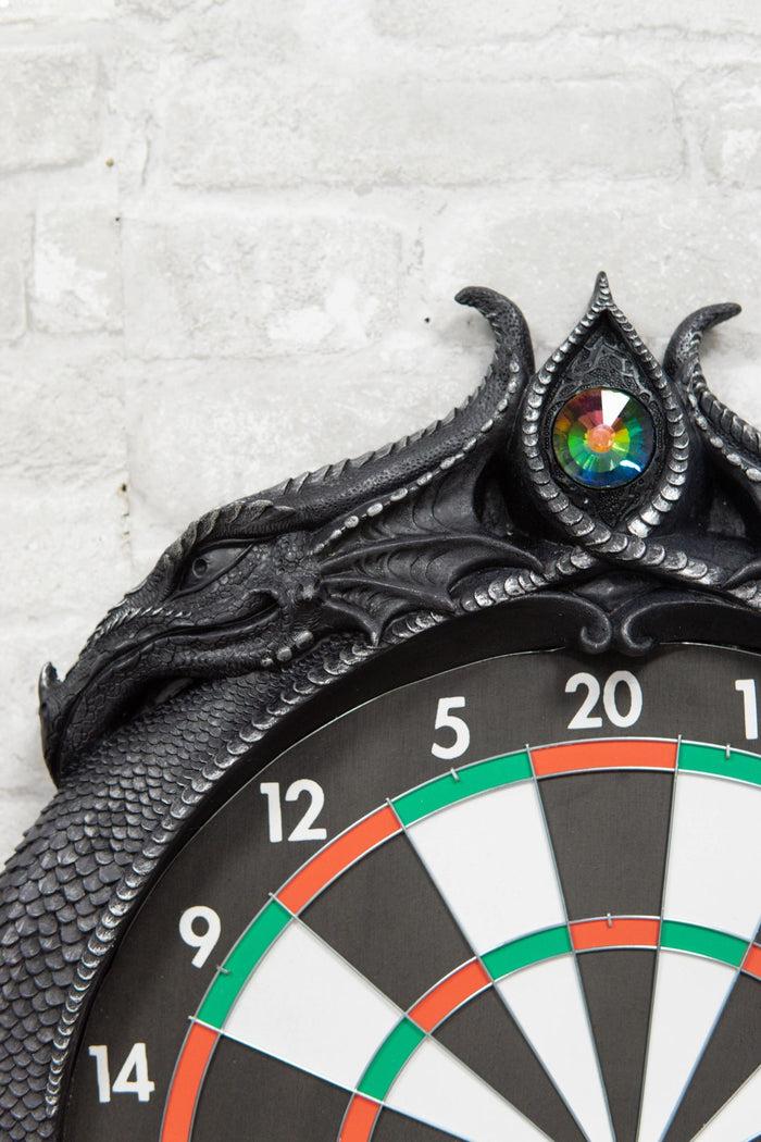 Medieval Dungeon Crystal Jade Dual Dragon Dart Board Wall Sculpture 20.5"H Decor