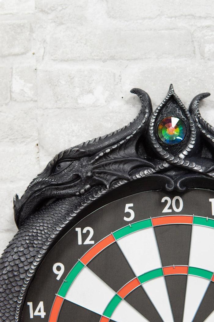 Medieval Dungeon Crystal Jade Dual Dragon Dart Board Wall Sculpture 20.5"H Decor