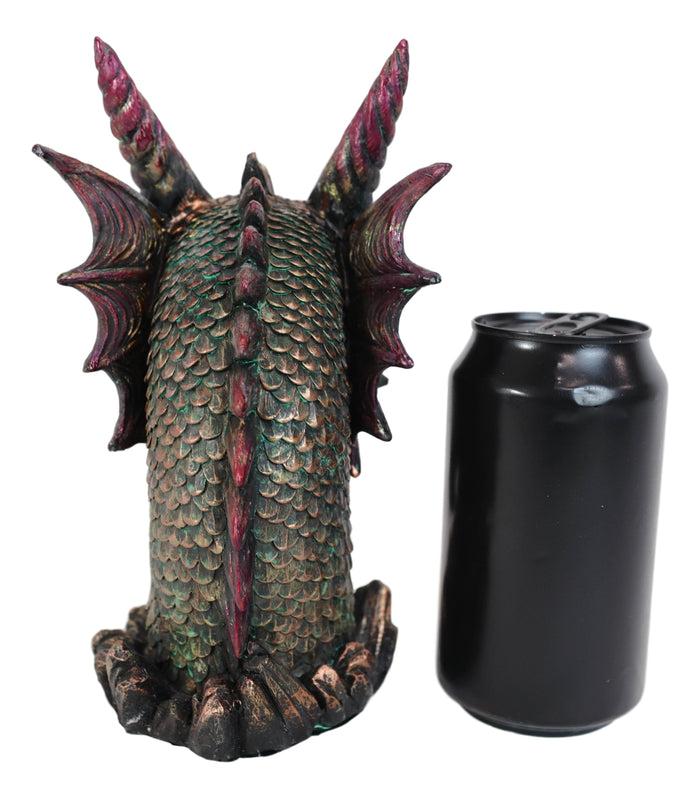 Medieval Fantasy Hydra Fin Red Spiked Dragon Head With Bright Eyes Statue 8"H