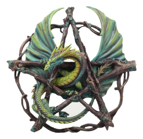 Medieval Fantasy Large Pentagram Dragon Wall Decor With Forest Vines Borders
