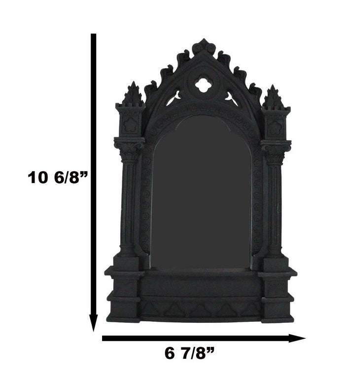 Medieval Gothic Cathedric Desktop Or Wall Vanity Dresser Mirror Plaque Decor
