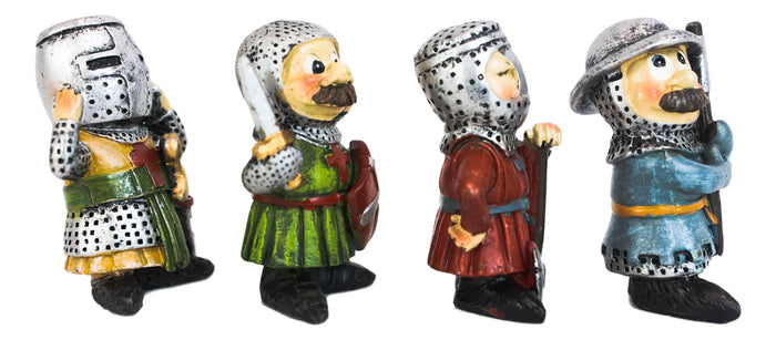 Medieval Knight Crusader Templar Sword Axe Shield Armor Mini Figurine Set Of 4