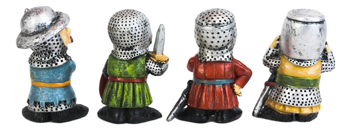 Medieval Knight Crusader Templar Sword Axe Shield Armor Mini Figurine Set Of 4