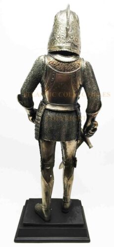 Medieval Knight Statue Bronze Finishing Cold Cast Resin Statue 12 3/4" Tall
