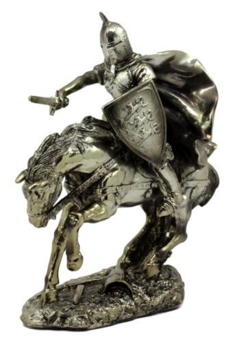 Medieval Royal Arms Of England Three Lions Charging Calvary Horse Knight Statue
