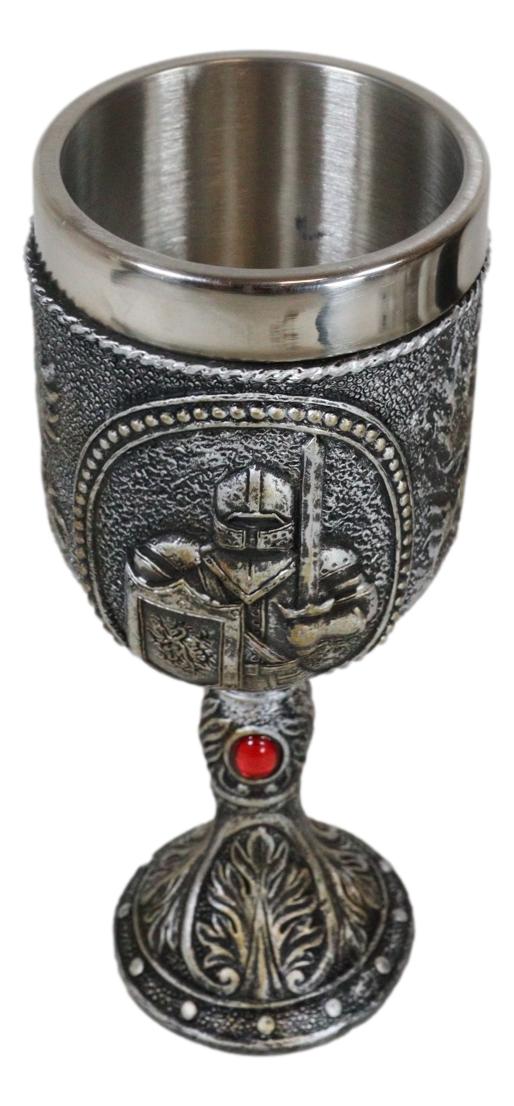 Medieval Sir Swordsman Knight Suit Of Armor Wine Drink Goblet Chalice 5oz