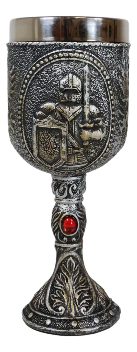 Medieval Sir Swordsman Knight Suit Of Armor Wine Drink Goblet Chalice 5oz