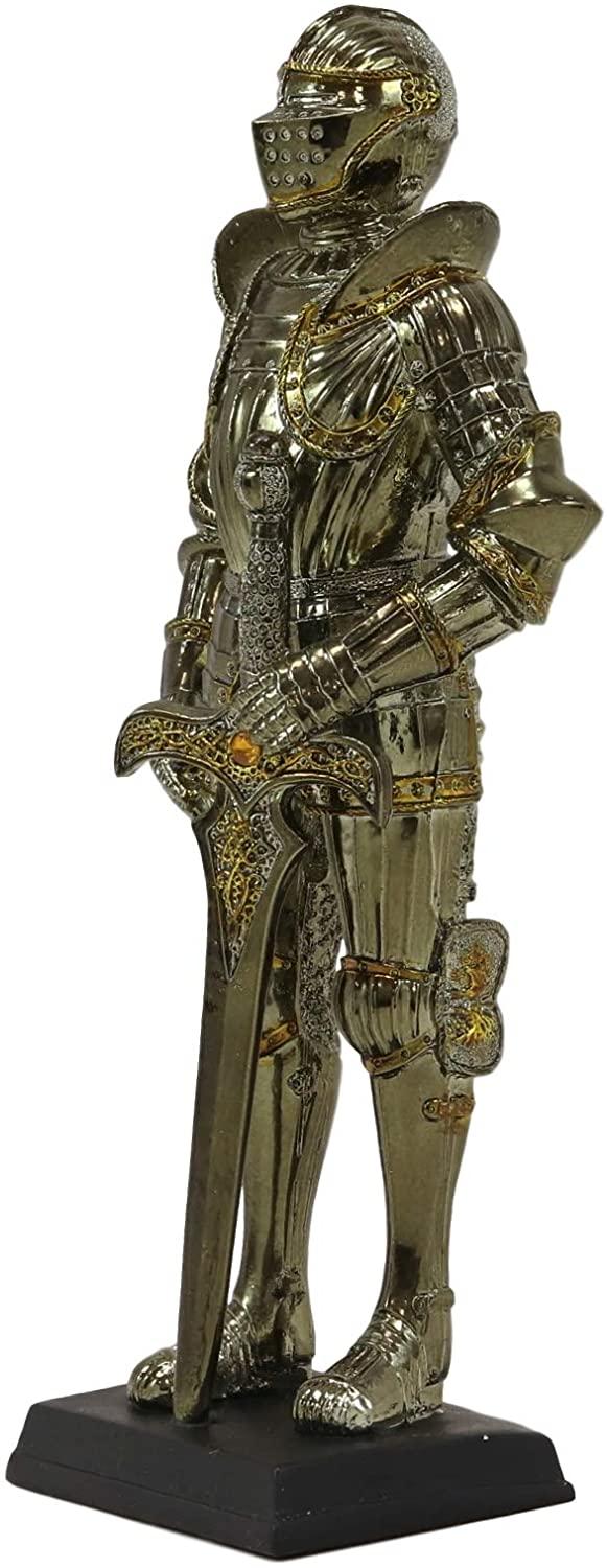 Medieval Suit Of Armor Knight Of Chivalry Broad Swordsman Figurine 7"H Statue