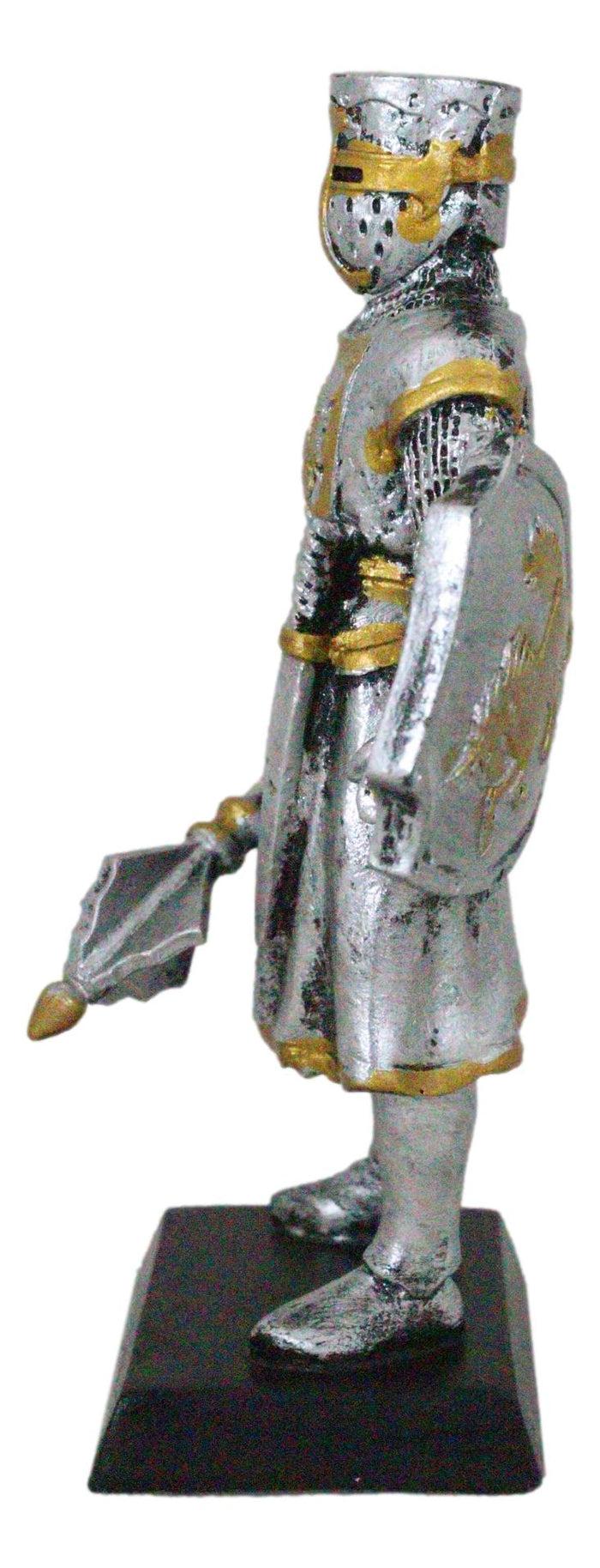 Medieval Suit Of Armor Knight With Mace And Heraldry Shield Mini Figurine