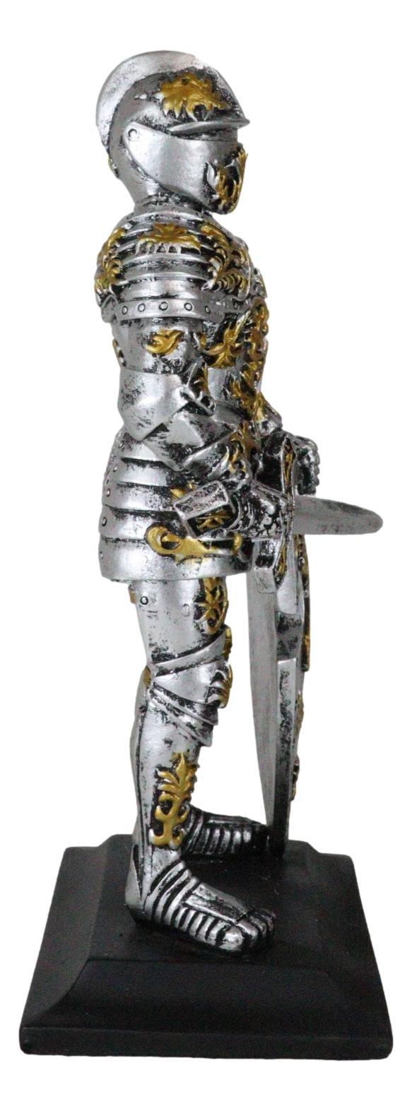 Medieval Swordsman Roccoco Italian Knight Figurine 8" Suit Of Armor Coat Of Arms