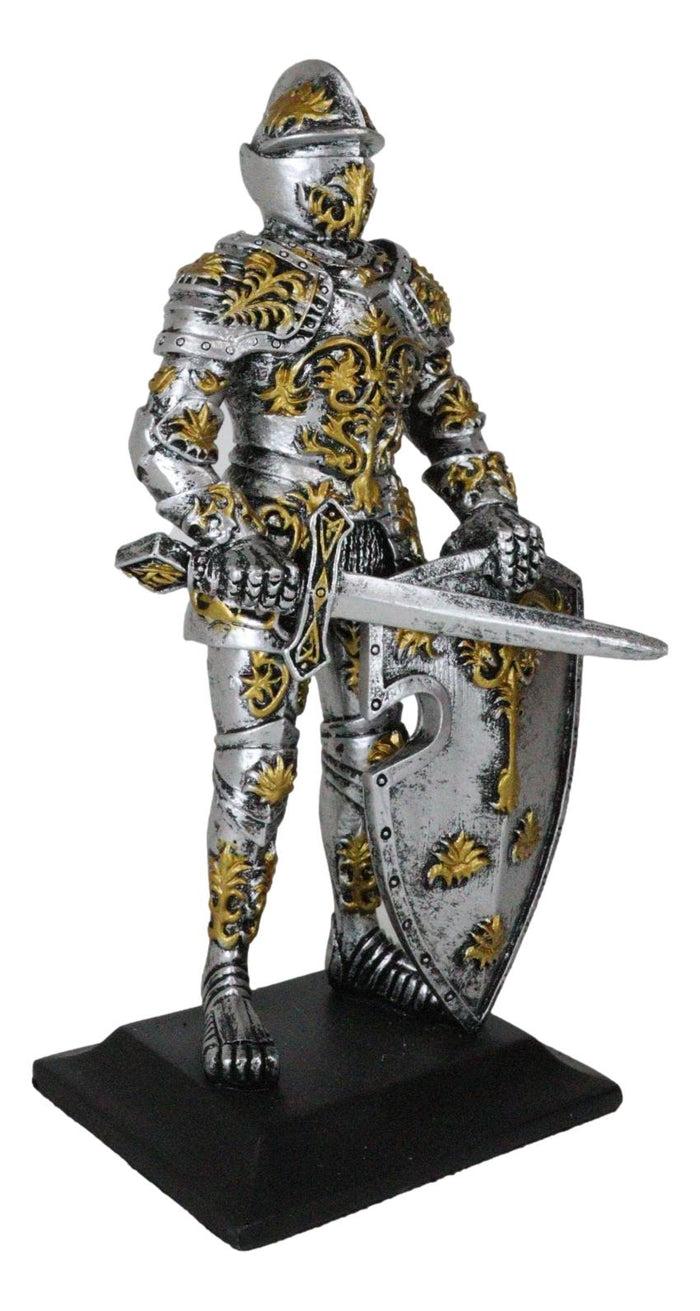 Medieval Swordsman Roccoco Italian Knight Figurine 8" Suit Of Armor Coat Of Arms