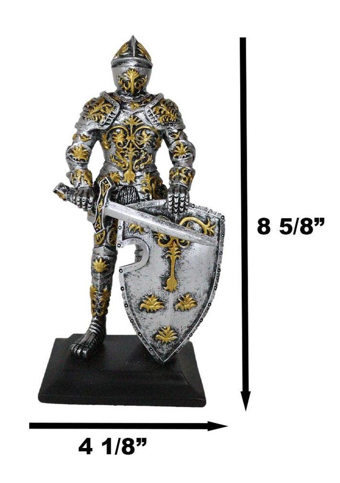 Medieval Swordsman Roccoco Italian Knight Figurine 8" Suit Of Armor Coat Of Arms