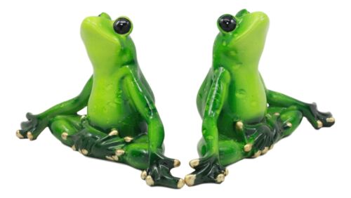 Meditating Twin Yoga Frogs Statue Buddha Frogs Decorative Sculpture Set 6"Long