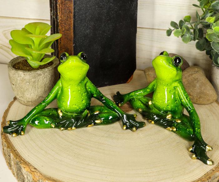 Meditating Twin Yoga Frogs Statue Buddha Frogs Decorative Sculpture Set 6"Long