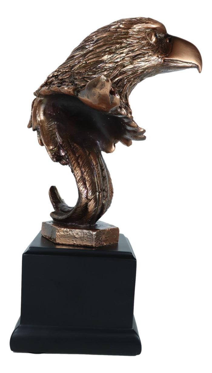Medium Majestic American Bald Eagle Head Bust Bronzed Resin Figurine 8.5"Tall