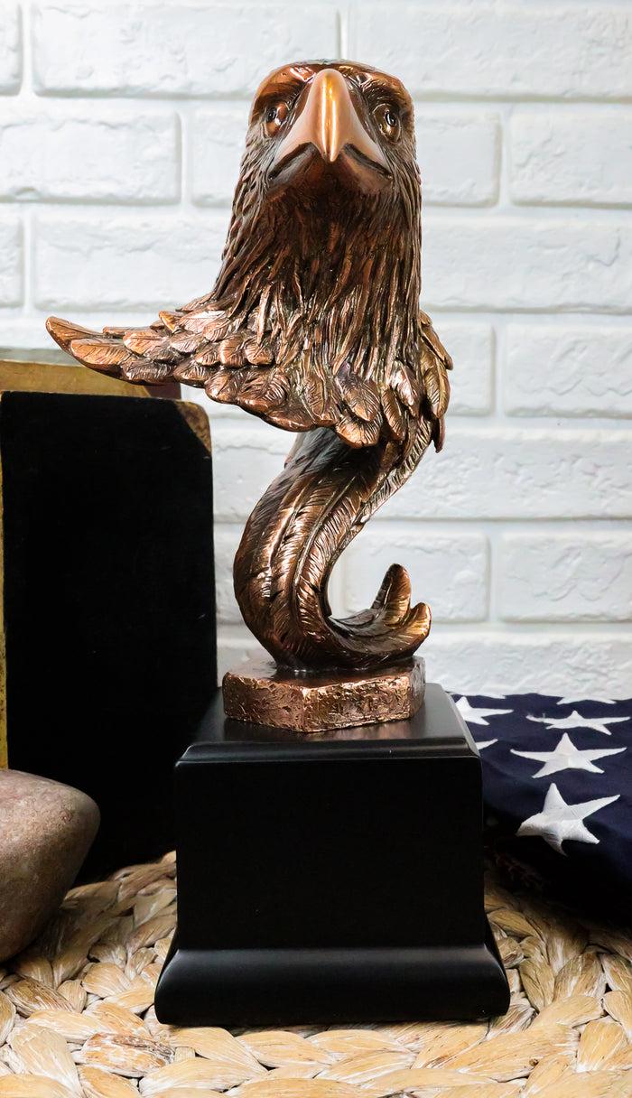 Medium Majestic American Bald Eagle Head Bust Bronzed Resin Figurine 8.5"Tall