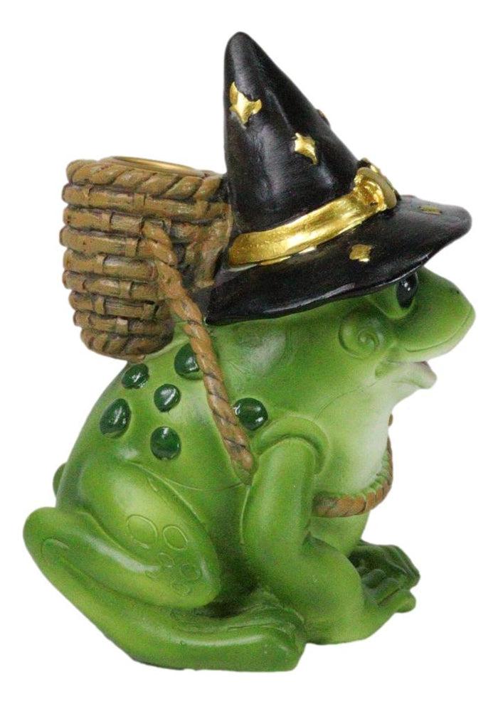 Merlin The Wizard Frog With Warlock Triple Moon Hat Backflow Incense Cone Burner