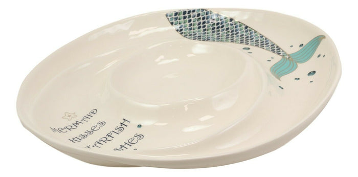 Mermaid Kisses Starfish Wishes Ceramic Chips Dips Salsa Family Serving Platter