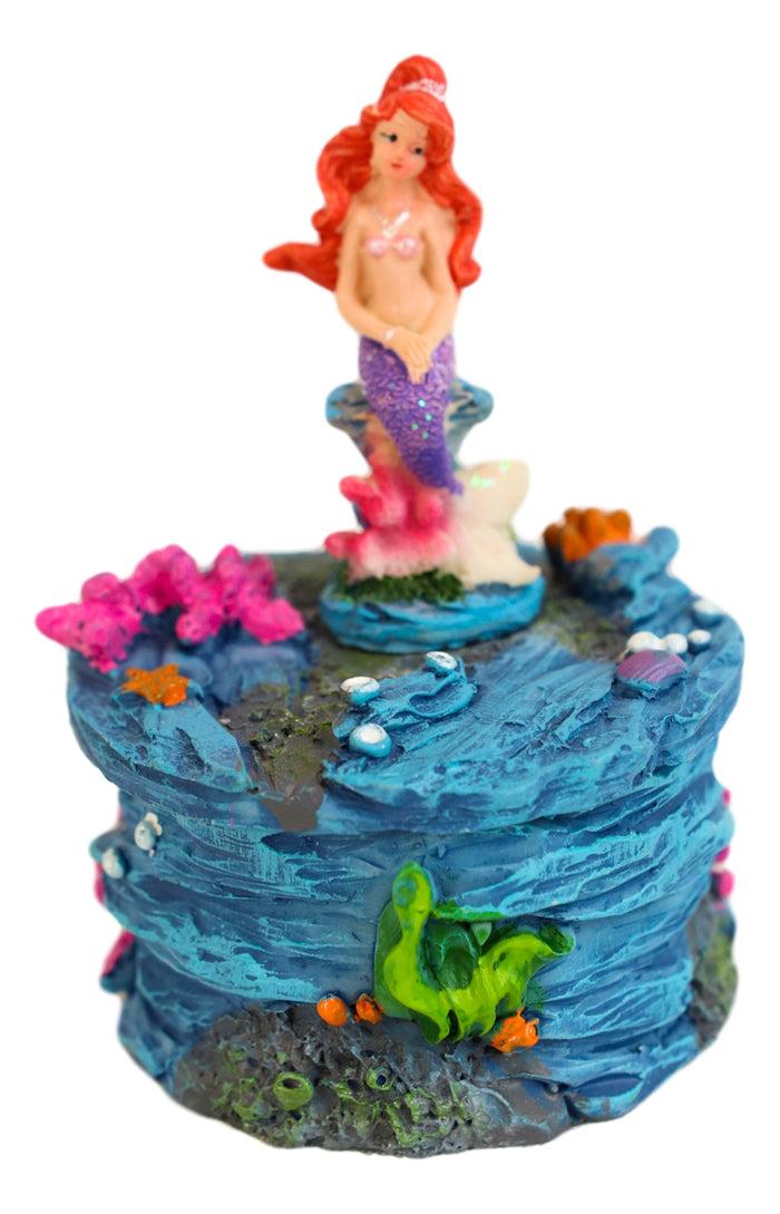 Mermaid Mergirl Ariel Sitting On Rock By Corals Mini Decorative Box Figurine