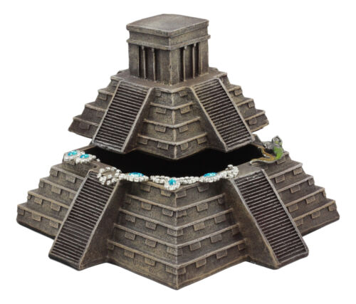 Mesoamerican Aztec Pyramid Of The Sun And Moon Decorative Jewelry Box Figurine