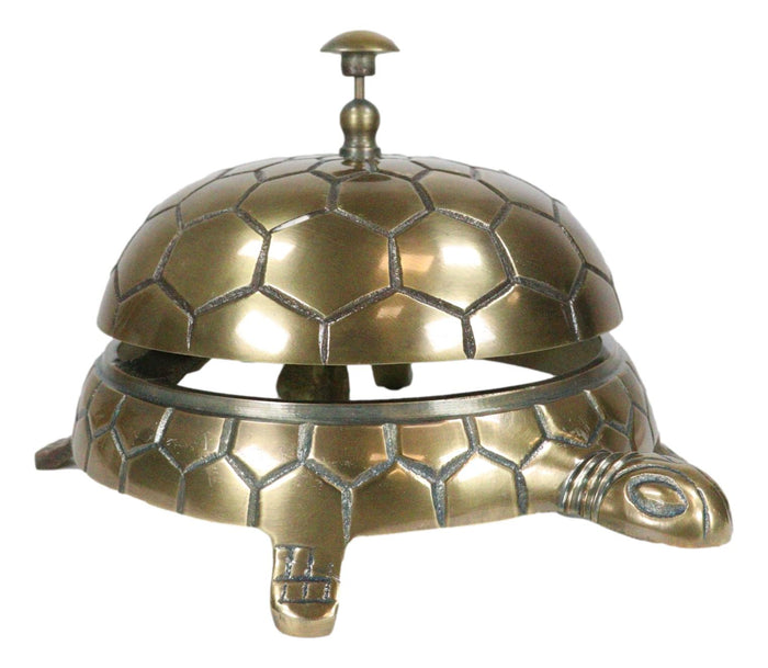 Metal Nautical Vintage Look Turtle Tortoise Paperweight Desk Counter Clerk Bell