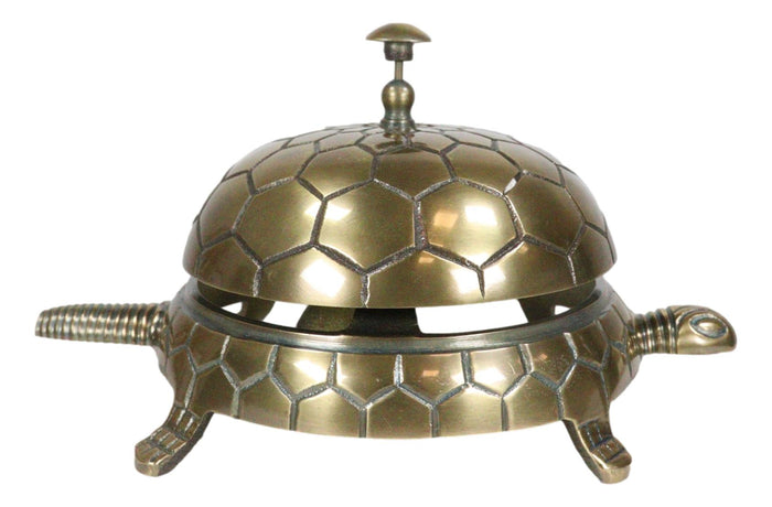 Metal Nautical Vintage Look Turtle Tortoise Paperweight Desk Counter Clerk Bell