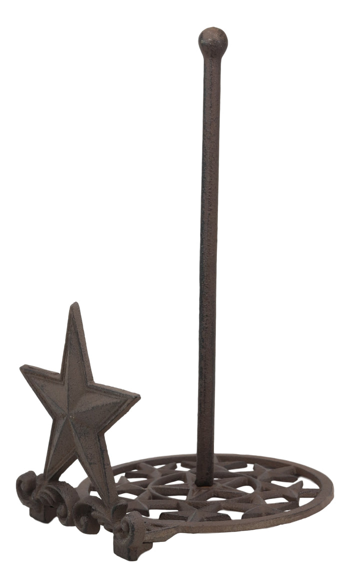 Metal Vintage Rustic Western Star & Scroll Art Paper Towel Holder Display Stand