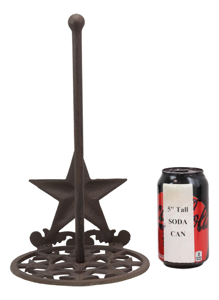 Metal Vintage Rustic Western Star & Scroll Art Paper Towel Holder Display Stand