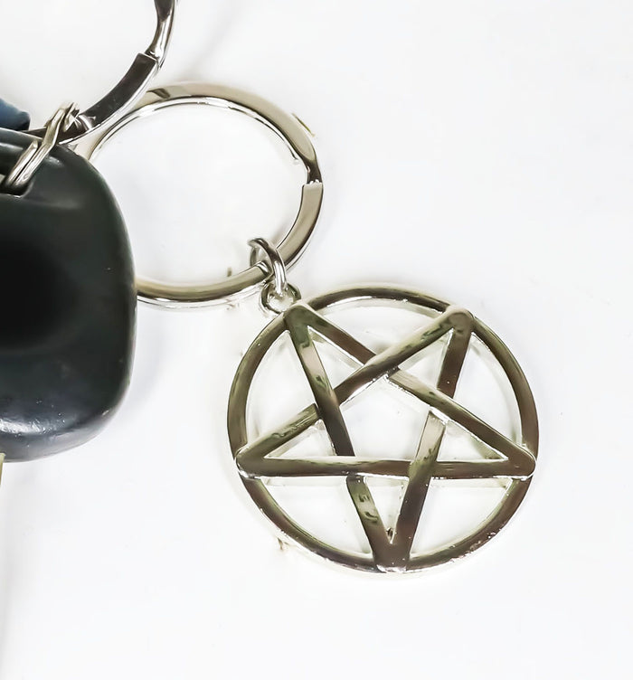 Metal Wicca Triple Moon Pentagram Coffin Planchette 24 Keychains And Display Set