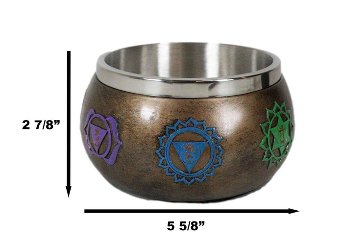 Metaphysical Wicca Spiritual Colorful Seven Chakras Symbols Smudge Smudging Bowl