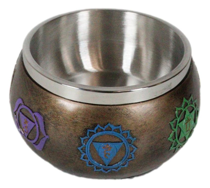 Metaphysical Wicca Spiritual Colorful Seven Chakras Symbols Smudge Smudging Bowl