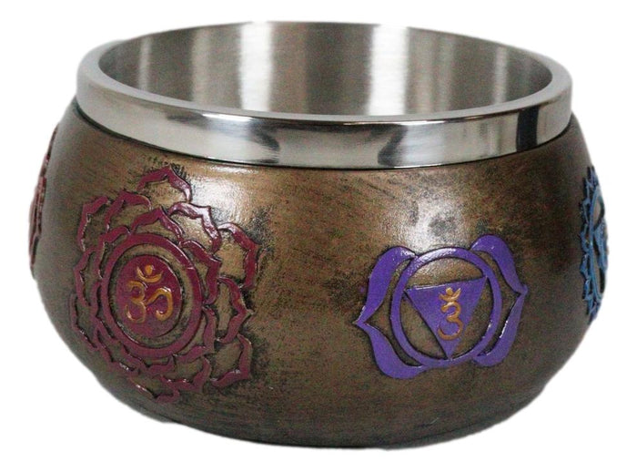 Metaphysical Wicca Spiritual Colorful Seven Chakras Symbols Smudge Smudging Bowl