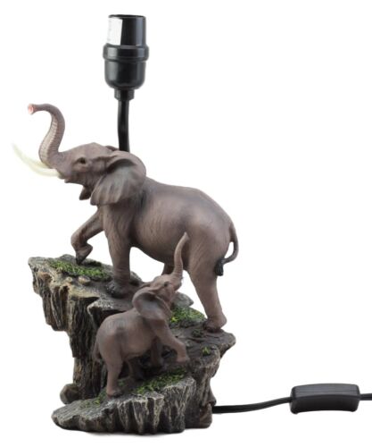 Migration Of The Majestic Elephant Family Safari Desktop Table Lamp Statue Decor