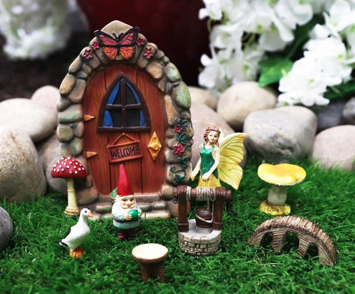 Mini Fairy Garden Door Well Duck Gnome Bridge Table Mushroom 8 Piece Starter Kit