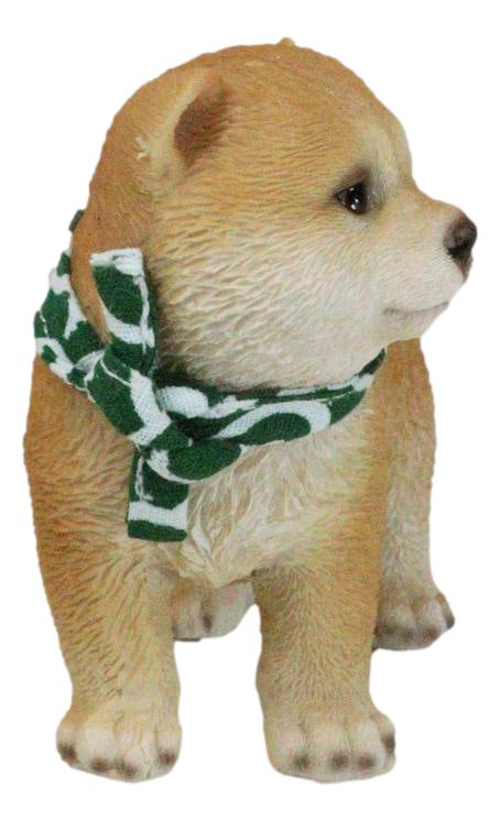 Miniature Lifelike Adorable Japanese Shiba Inu Puppy Dog With Scarf Figurine