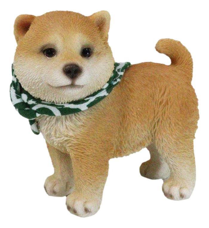 Miniature Lifelike Adorable Japanese Shiba Inu Puppy Dog with Scarf Figurine Miniature Lifelike Adorable Japanese Shiba Inu Puppy Dog with Scarf Figurine