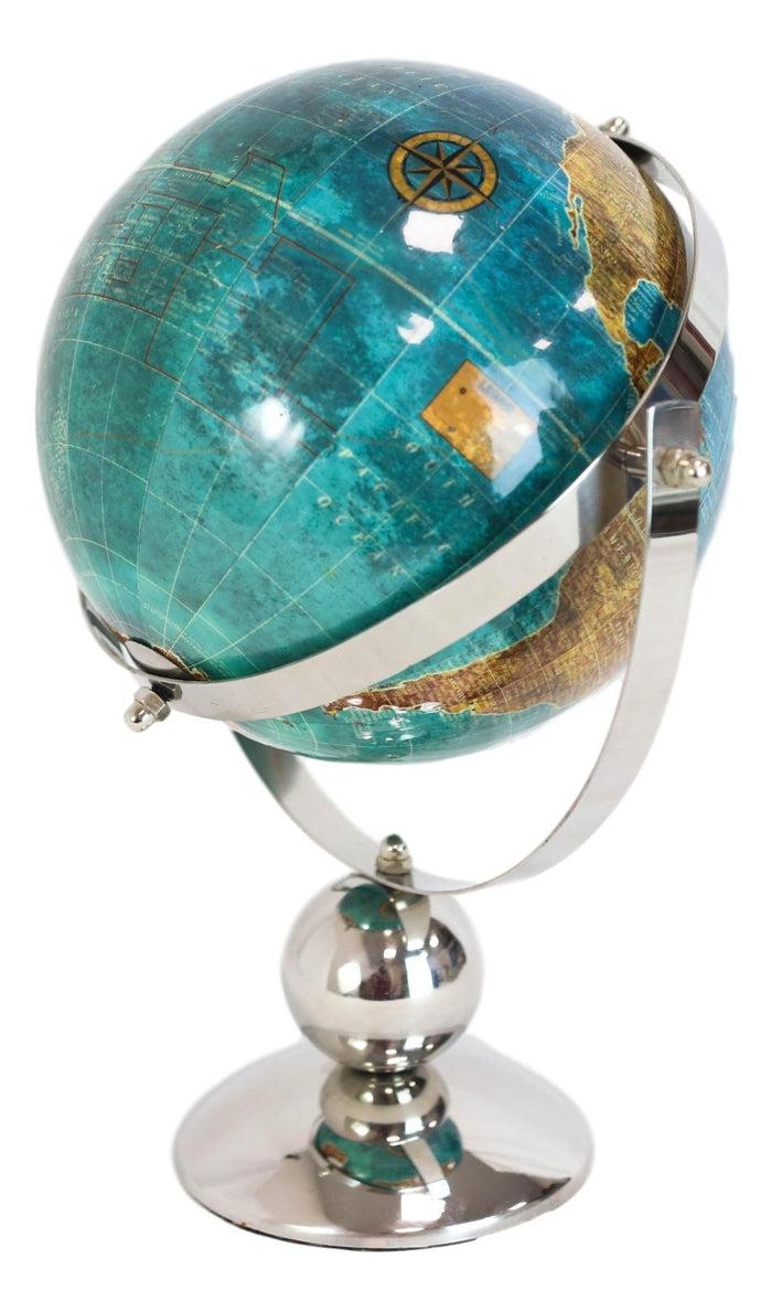 Modern Decorative Desktop Blue World Atlas Map Globe With Rotational Axis 11"H